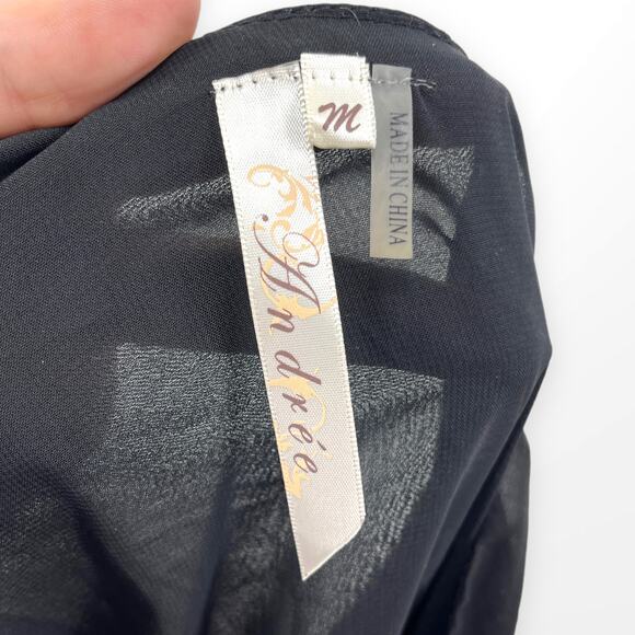 00s ANDREE Vintage Y2K Black Ruffle One Shoulder Lined Mini Dress - Picture 6 of 8